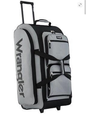 Wrangler Light Gray and Black Rolling Travel Duffel